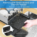 2 Tier 304 Stainless Steel Dish Rack Removable Drain Tray Utensil Holder Dish Drying Rack Factory